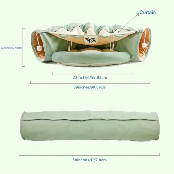 NEW Cat Tunnel: Collapsible Washable Bed & Toy for Indoor Cats-Coffee - Picture 2 of 3